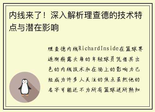 内线来了！深入解析理查德的技术特点与潜在影响